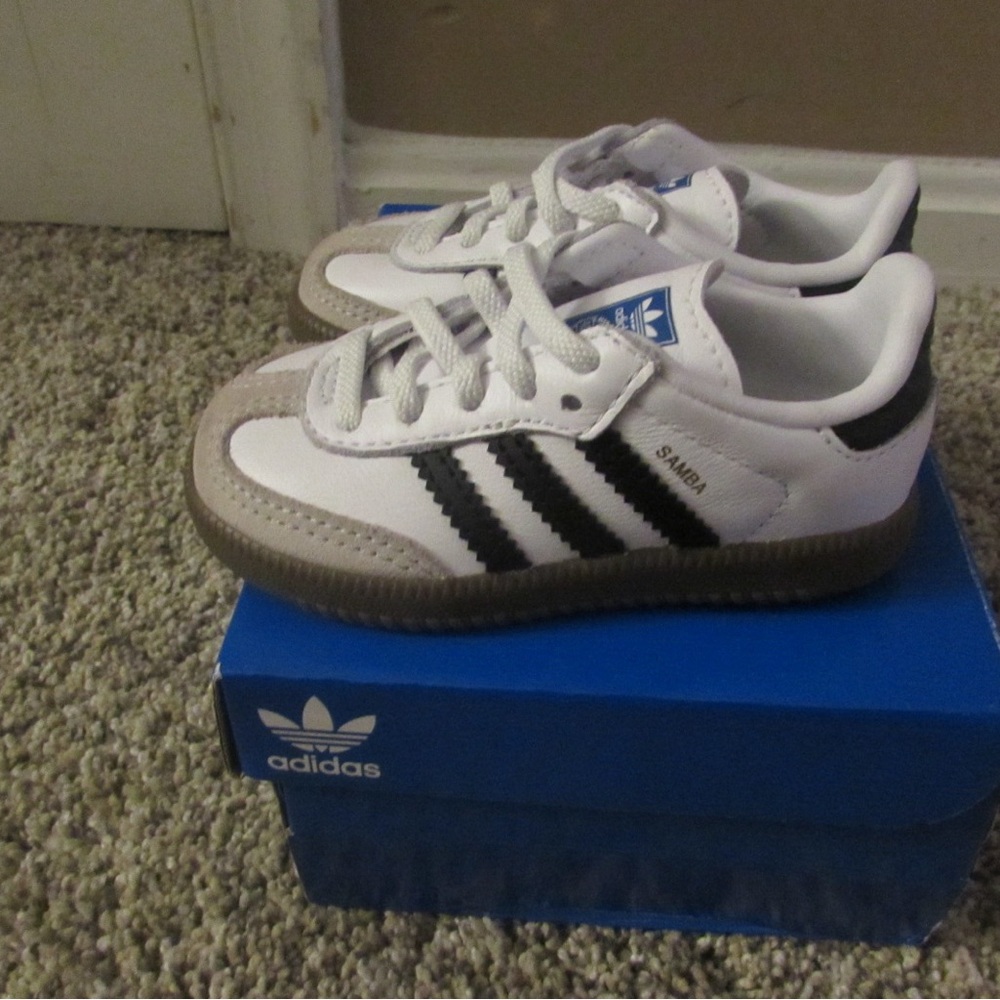 adidas Samba OG EL I Toddler Shoes - Cloud White/Core Black/Gum (Size 5K)